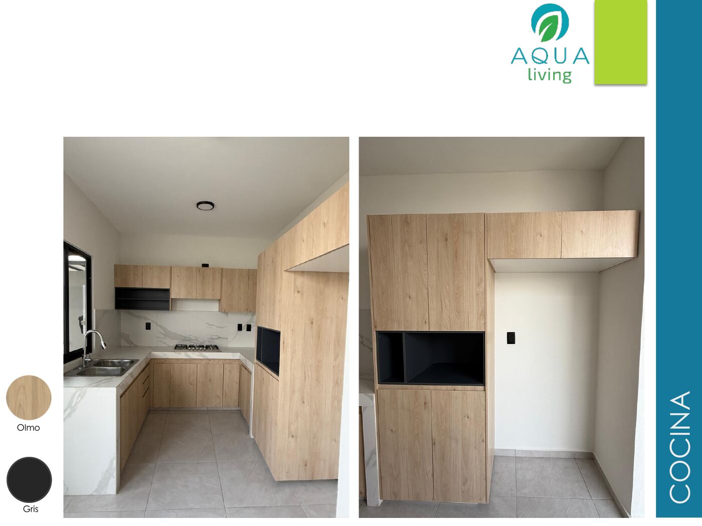 Cocina y acabados reales de Aqua Living